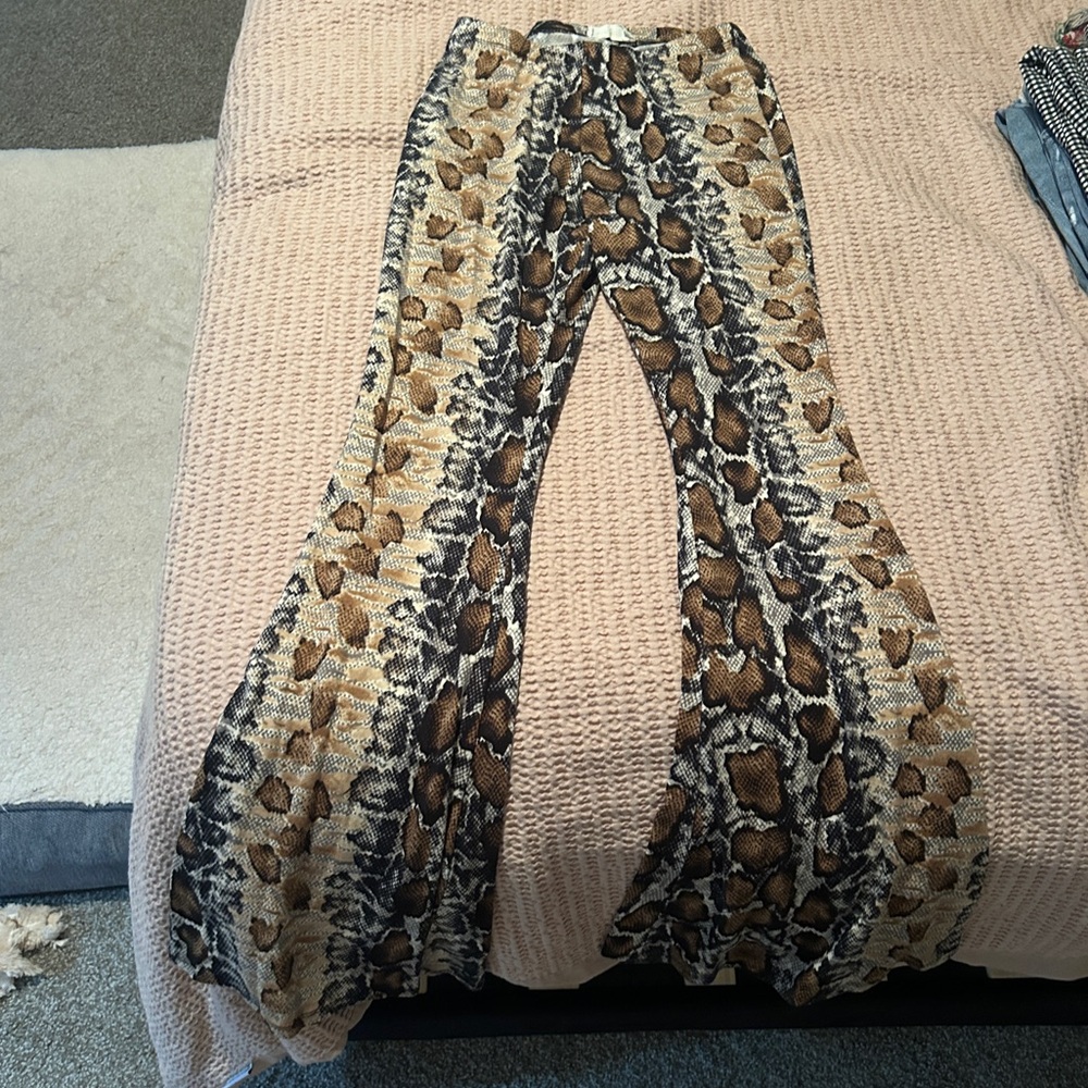 Snake Print Flare Pants